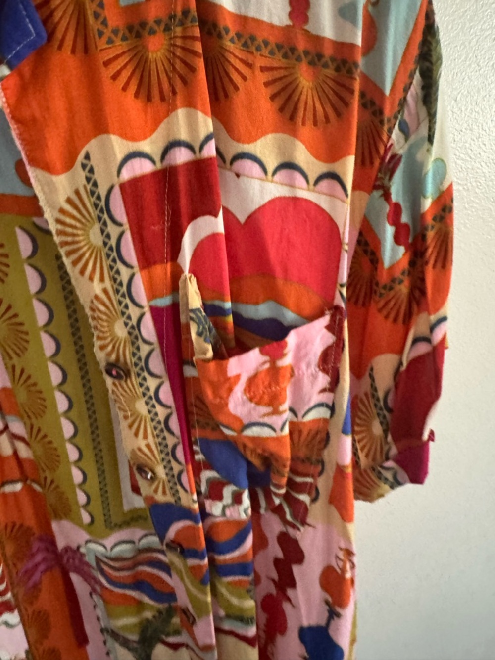 Anthropologie Pink and Orange Printed Short-Sleeve Button Blouse - Picture 2 of 4